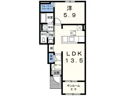 グリングラン(1LDK/1階)の間取り写真