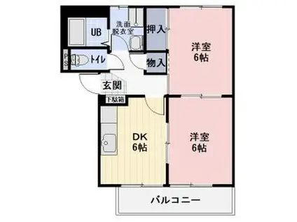 SURPLUS TWO LUMIERE(2DK/1階)の間取り写真