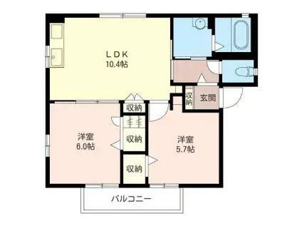 サニーフラットII(2LDK/2階)の間取り写真