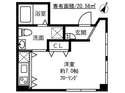 カーサ太子堂(ワンルーム/3階)の間取り写真