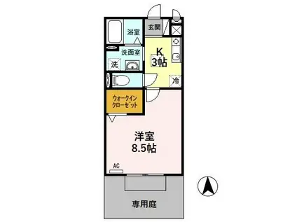 セジュール望 B(1K/1階)の間取り写真