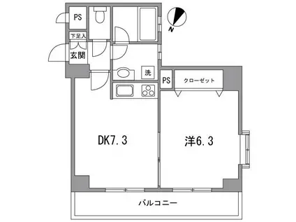 ワコーレ台東根岸(1DK/3階)の間取り写真