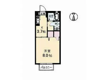 シャーメゾンスイート A棟(1K/2階)の間取り写真