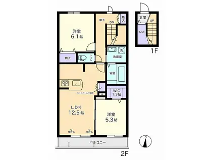 エーデルガーデン小金井(2LDK/2階)の間取り写真