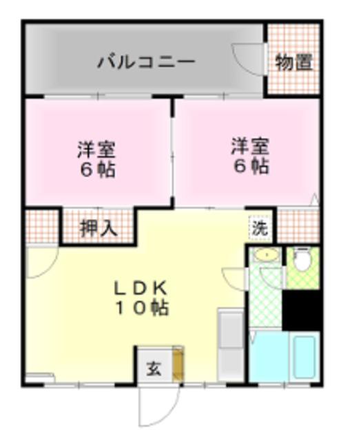 マンションカイゼル(2LDK/3階)の間取り写真
