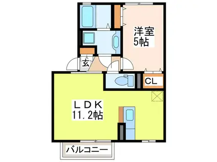 エル パティオII(1LDK/2階)の間取り写真