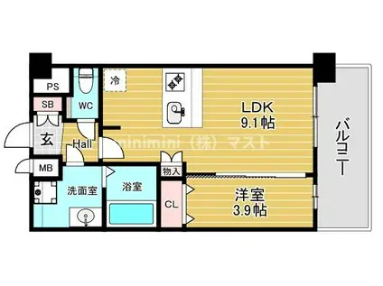 アドバンス大阪クラージュ(1LDK/8階)の間取り写真