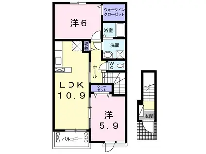 ブライト安芸(2LDK/2階)の間取り写真