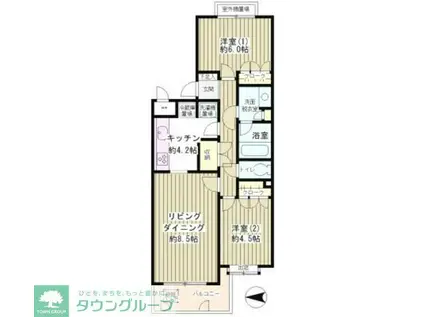 フラット浜田山(2LDK/3階)の間取り写真