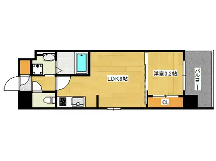 ウェンディ光町(1LDK/3階)の間取り写真