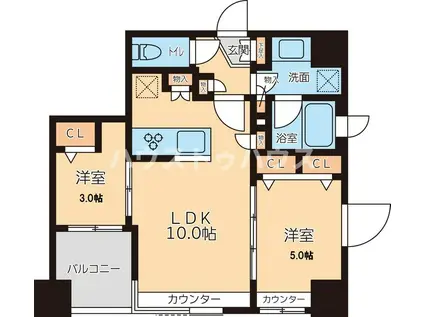 グランカーサ文京千石(2LDK/7階)の間取り写真