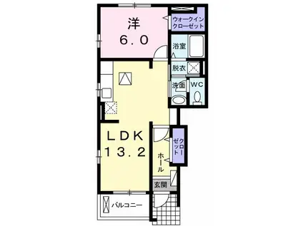 サンフォレストB(1LDK/1階)の間取り写真
