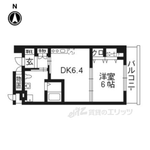ぽぷら枚方公園(1DK/3階)の間取り写真