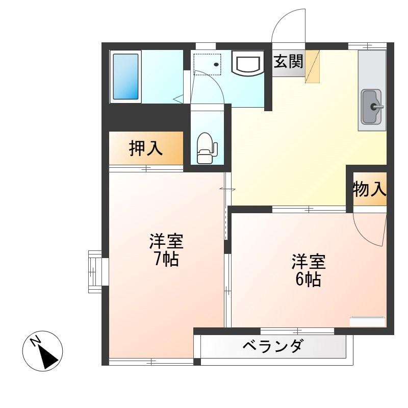 JOYコーポ(2DK/2階)の間取り写真