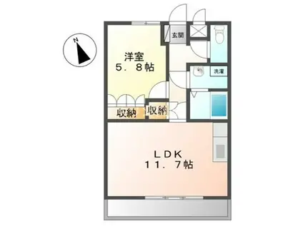 ハスヤマA(1LDK/2階)の間取り写真