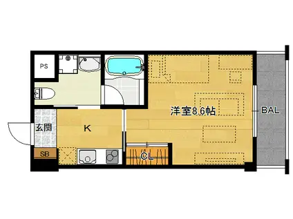 CANBUS上賀茂(1K/3階)の間取り写真