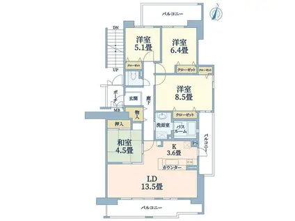 エクセルシティ西神中央(4LDK/8階)の間取り写真