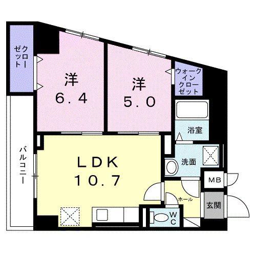 シエスタ キー(2LDK/6階)の間取り写真