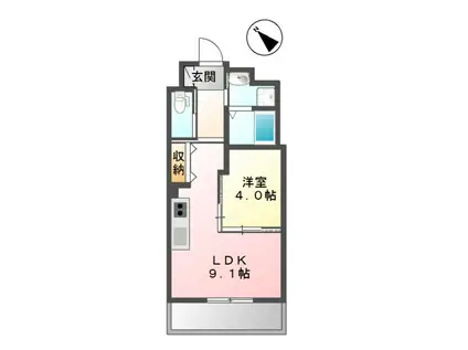 プランタン 伊崎(1LDK/2階)の間取り写真