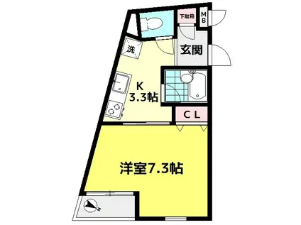 サンガーデン宮本町(1K/3階)の間取り写真