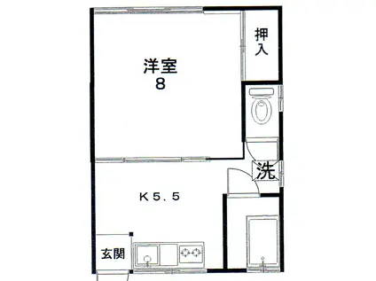 新光ハイツ(1K/2階)の間取り写真