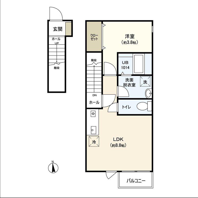 あすとPARK名取(1LDK/2階)の間取り写真
