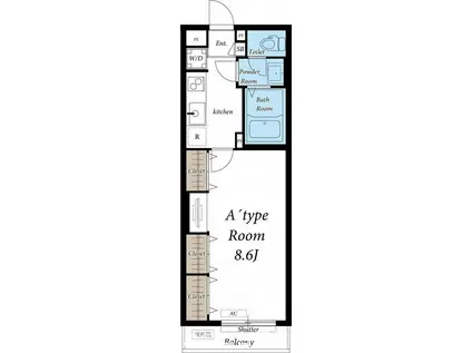 リブリ・JUNE HAPPINESS(1K/1階)の間取り写真