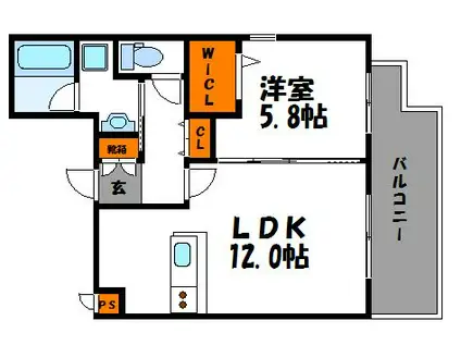 アリエッタ薬院(1LDK/7階)の間取り写真