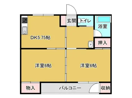 マスダアパート(2DK/3階)の間取り写真