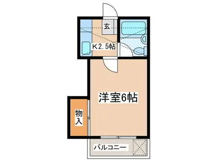 ローズハイム茅ヶ崎(1K/2階)の間取り写真