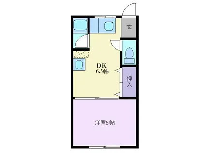 イソミハイツ(1DK/2階)の間取り写真