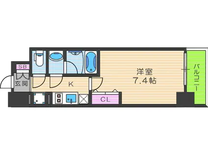 MID COURT UMEKITA(1K/2階)の間取り写真