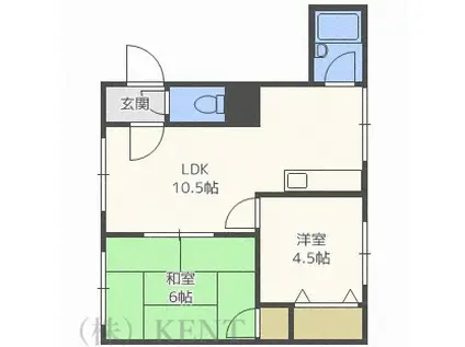 エンブレム札幌発寒IC棟(2LDK/4階)の間取り写真