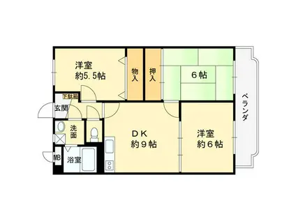 サンウォークII(3DK/1階)の間取り写真