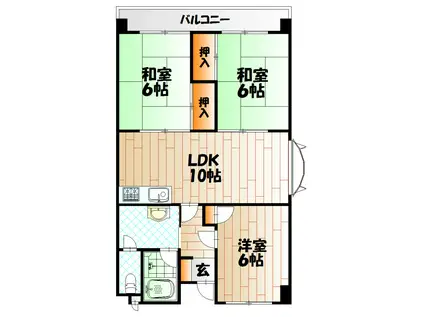 アルゴ西新町(3LDK/1階)の間取り写真