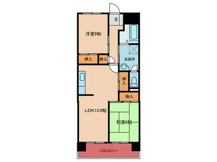 サンライズ和白(2LDK/5階)の間取り写真