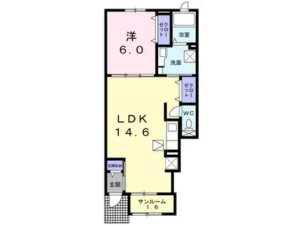 エムズ サニーガーデンXX(1LDK/1階)の間取り写真