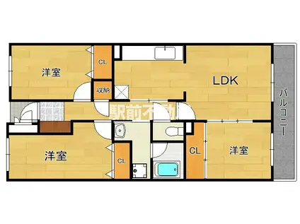 NTT―KF高宮(3LDK/7階)の間取り写真