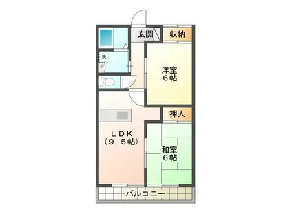 津久井ハイツ1号館(2LDK/2階)の間取り写真