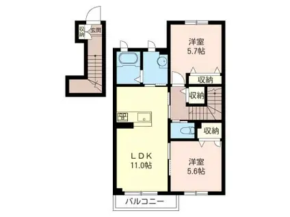 シャーメゾンM(2LDK/2階)の間取り写真