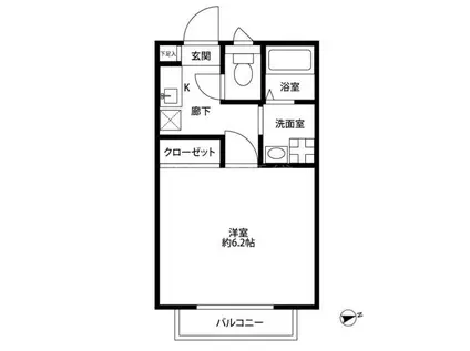 アムールヤマヨイケガミ(1K/1階)の間取り写真
