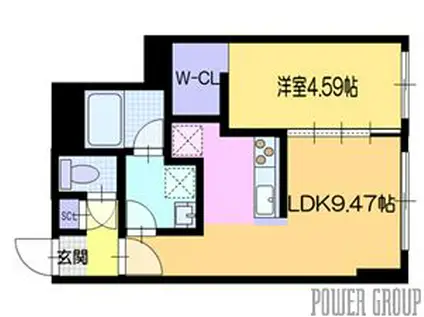 ラ・シュエット栄通D(1LDK/3階)の間取り写真