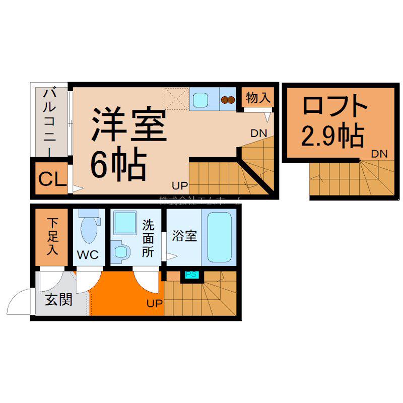 ルークス名古屋(1K/2階)の間取り写真