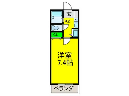 ひまわりコーポ(1K/2階)の間取り写真