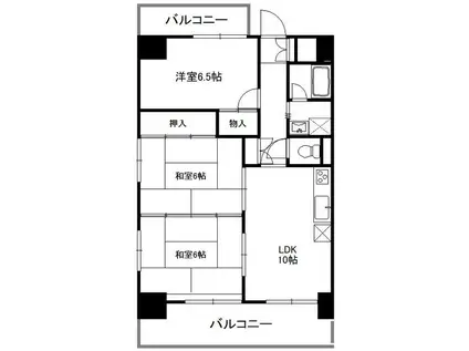 チサンマンション勾当台通(3LDK/3階)の間取り写真