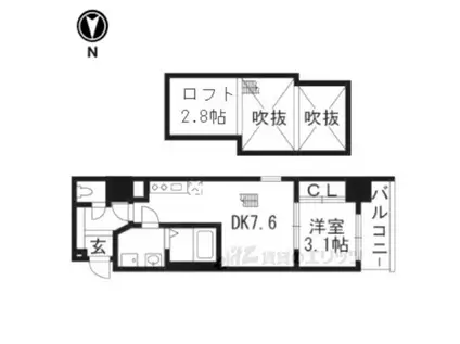 アクアプレイス京都二条城北(1DK/6階)の間取り写真