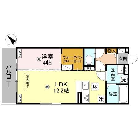 D-ROOM平井A棟(1LDK/1階)の間取り写真