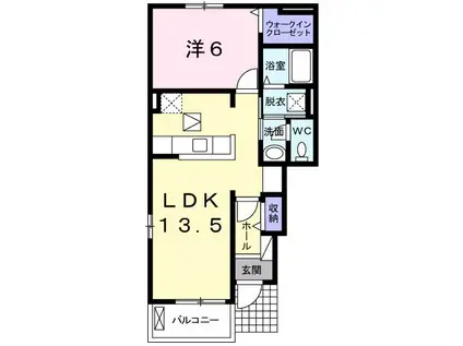 カーサ デル フィオーレ(1LDK/1階)の間取り写真