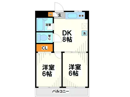 リトルブラウン(2DK/3階)の間取り写真