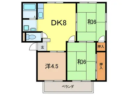 フロール(3DK/1階)の間取り写真